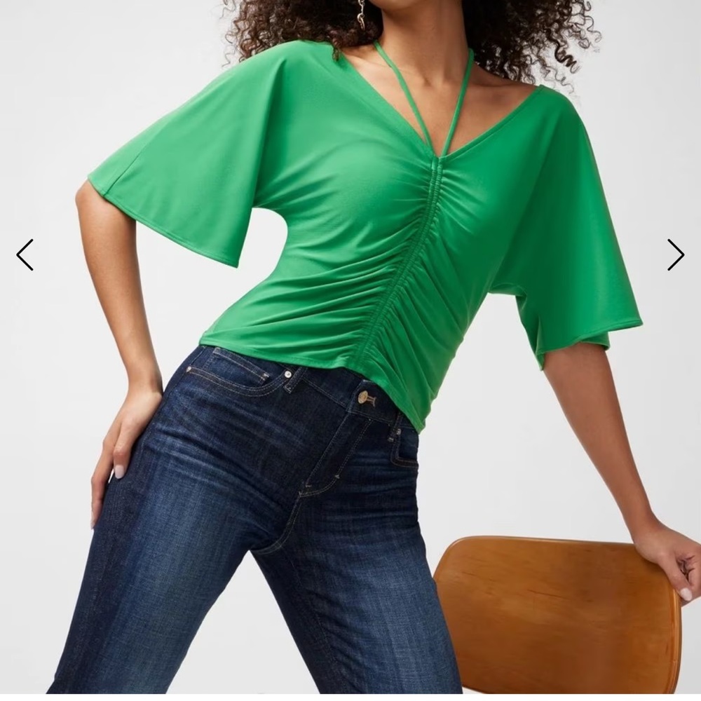 WHBM Matte Jersey Ruched Front Top Size Medium